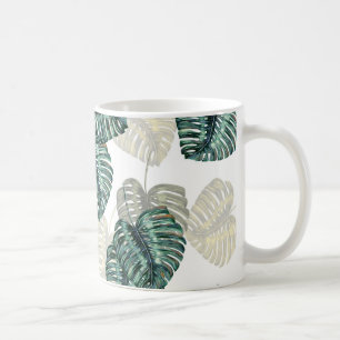 Tropical Leaves on White Coffee Mug