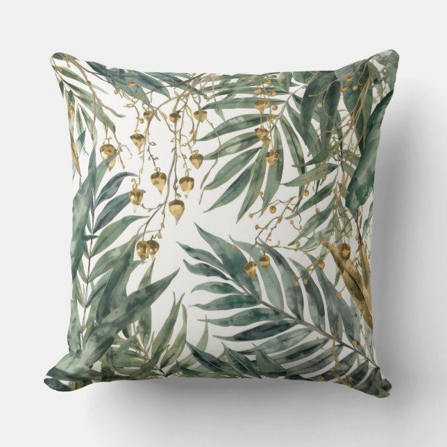Tropical Leaves,Palm Tree Cushion (Front)