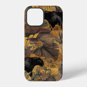 Tropical leaves, panther and orchid. Seamless vint iPhone 12 Case