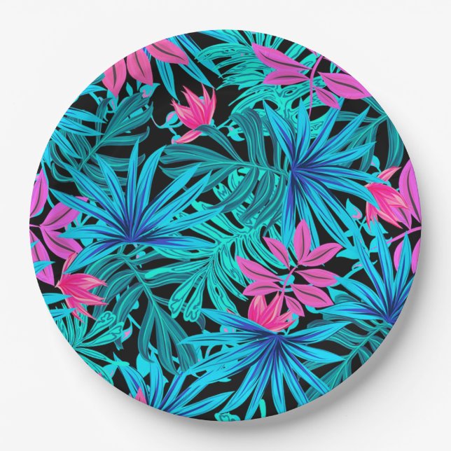 Tropical Leaves Paper Plate (Front)