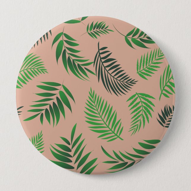 Tropical Leaves Pattern 10 10 Cm Round Badge (Front)