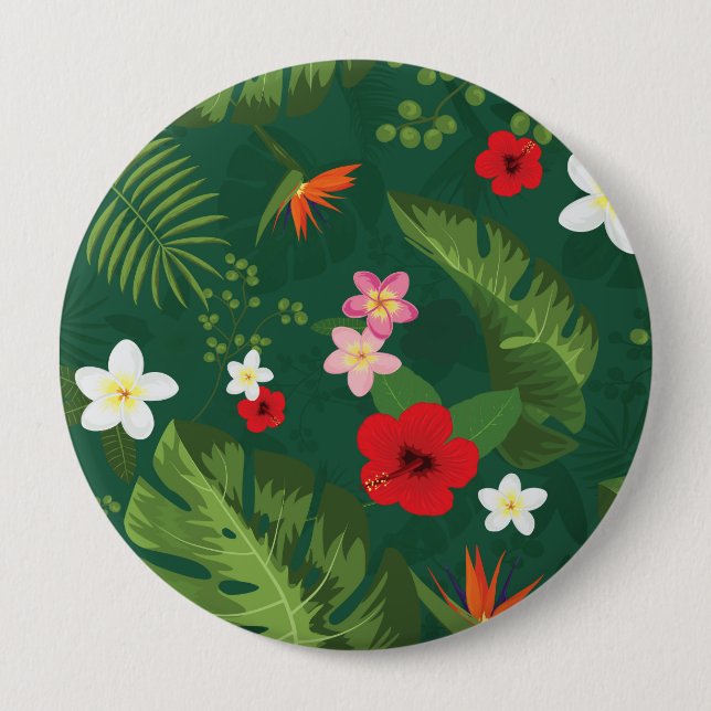 Tropical Leaves Pattern 10 Cm Round Badge (Front)