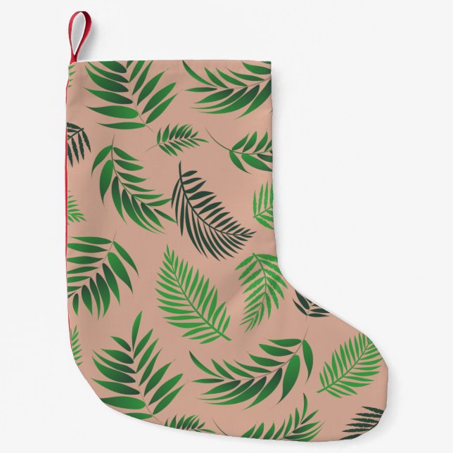 Tropical Leaves Pattern 10 Small Christmas Stocking (Front)