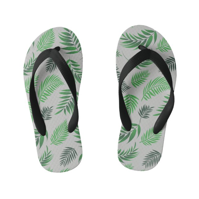 Tropical Leaves Pattern 11 Kid's Thongs (Footbed)