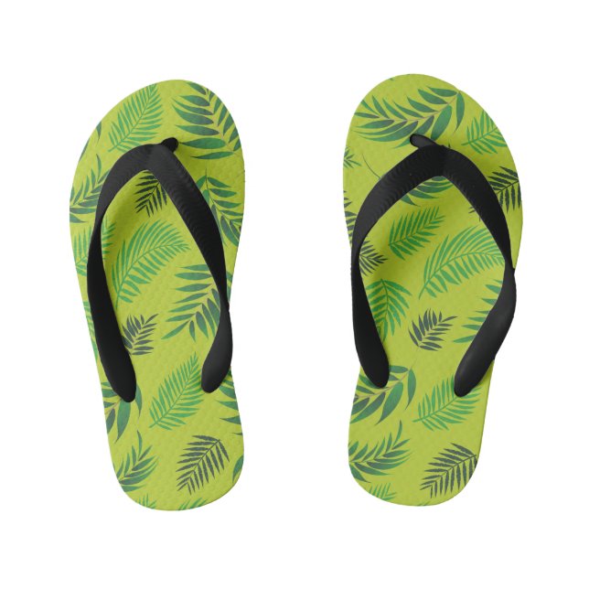 Tropical Leaves Pattern 12 Kid's Thongs (Footbed)