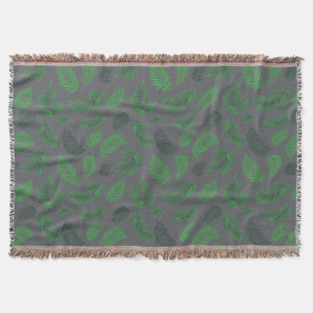 Tropical Leaves Pattern 13 Throw Blanket (Front)