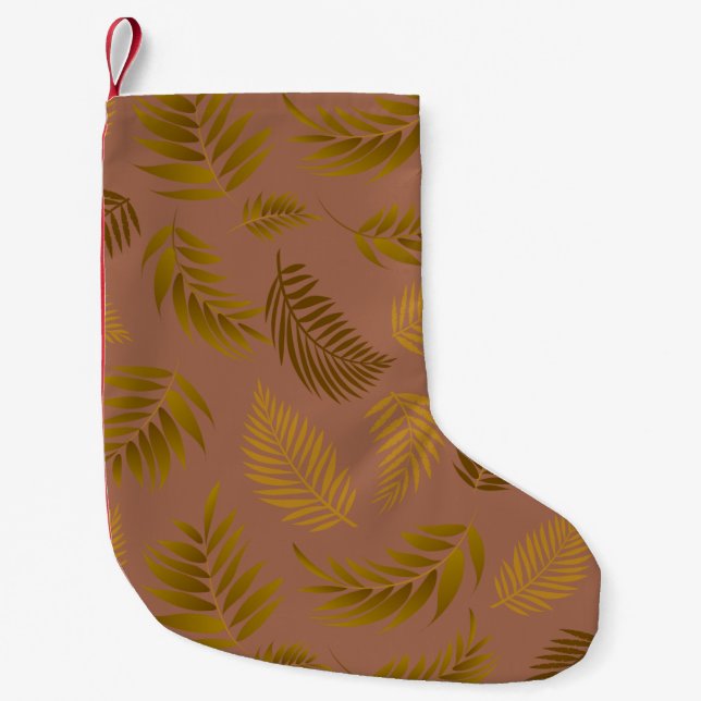 Tropical Leaves Pattern 15 Small Christmas Stocking (Front)