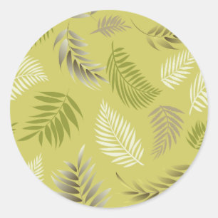 Tropical Leaves Pattern 17 Classic Round Sticker