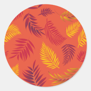 Tropical Leaves Pattern 18 Classic Round Sticker