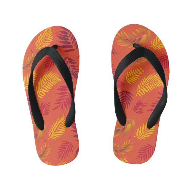 Tropical Leaves Pattern 18 Kid's Thongs (Footbed)