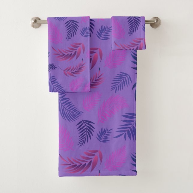 Tropical Leaves Pattern 19 Bath Towel Set (Insitu)