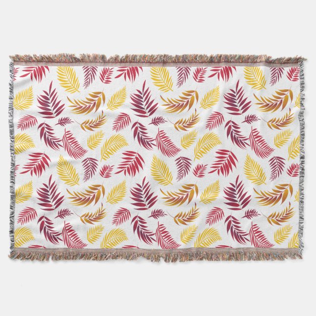 Tropical Leaves Pattern 20 Throw Blanket (Front)