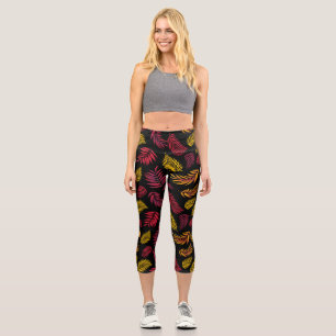 Tropical Leaves Pattern 21 Capri Leggings