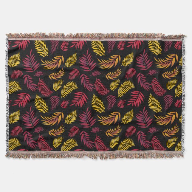 Tropical Leaves Pattern 21 Throw Blanket (Front)