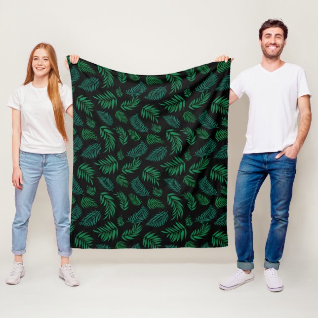 Tropical Leaves Pattern 2 Fleece Blanket (In Situ)