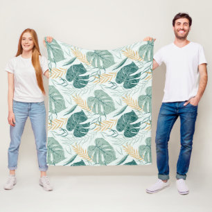 Tropical leaves pattern 2 fleece blanket