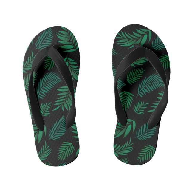 Tropical Leaves Pattern 2 Kid's Thongs (Footbed)