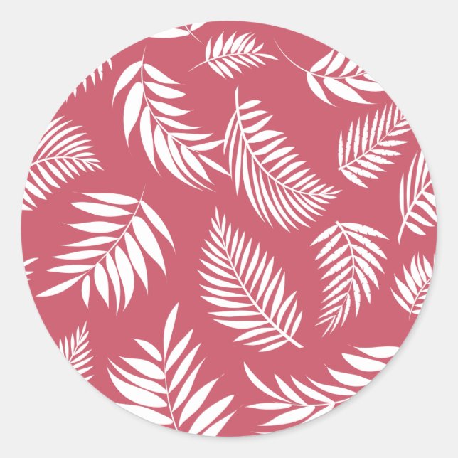 Tropical Leaves Pattern 8 Classic Round Sticker (Front)