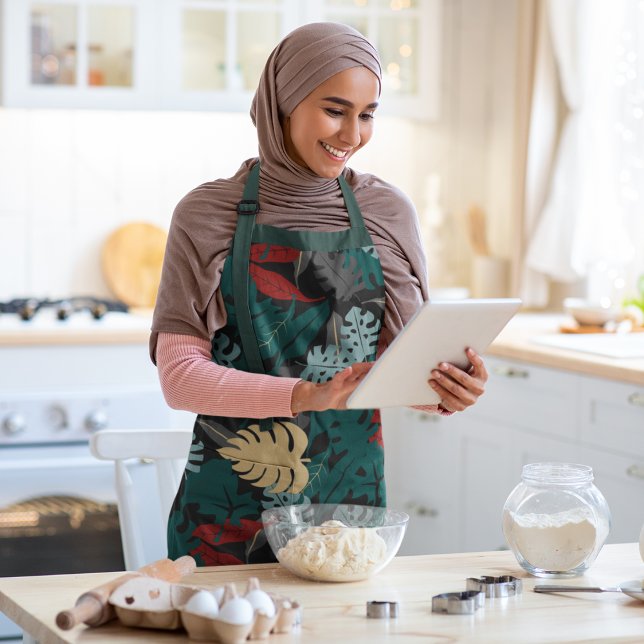 Tropical Leaves Pattern Apron (leaves apron)