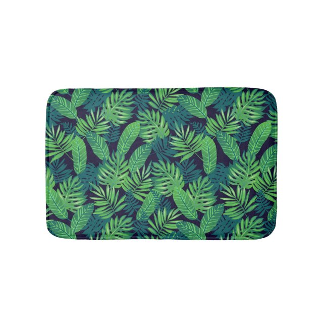 Tropical Leaves Pattern Bath Mat (Front)