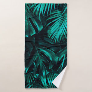 Tropical leaves pattern bath towel