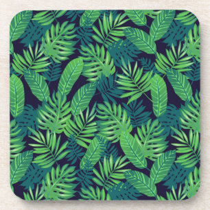Tropical Leaves Pattern Coaster
