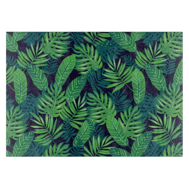 Tropical Leaves Pattern Cutting Board (Front)