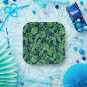 Tropical Leaves Pattern Paper Plate