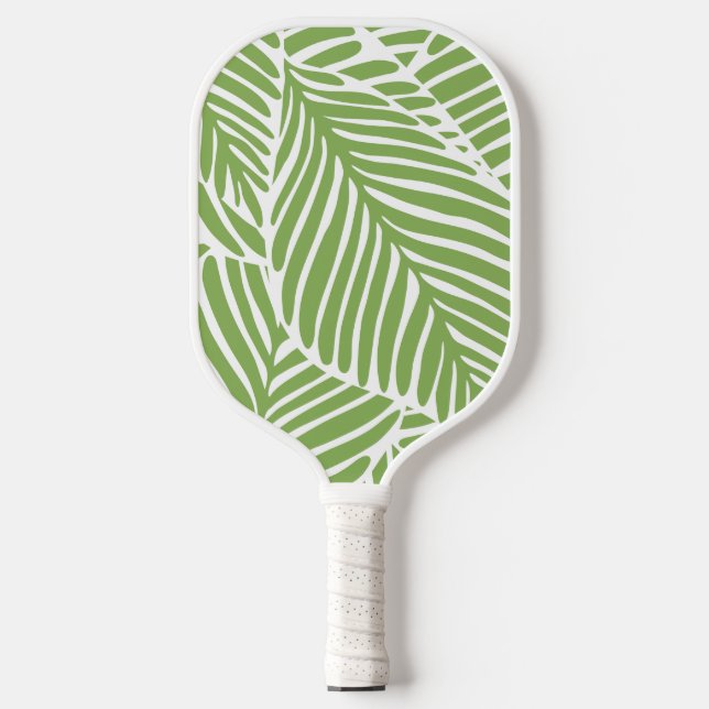 Tropical leaves pattern pickleball paddle (Front)