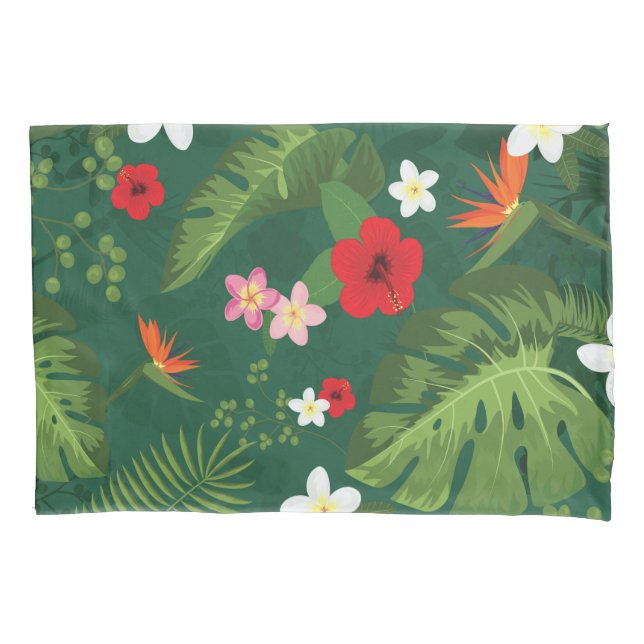 Tropical Leaves Pattern Pillowcase (Front-Left)