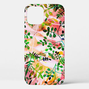 Tropical leaves pattern repeating. Artistic photo iPhone 12 Case