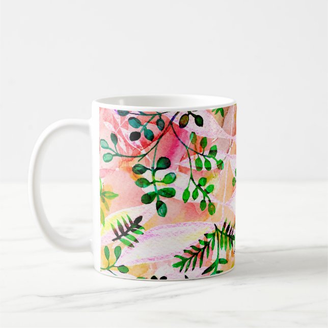 Tropical leaves pattern repeating. Artistic photo  Coffee Mug (Left)
