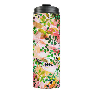 Tropical leaves pattern repeating. Artistic photo Thermal Tumbler