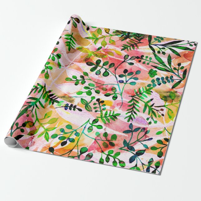 Tropical leaves pattern repeating. Artistic photo  Wrapping Paper (Unrolled)