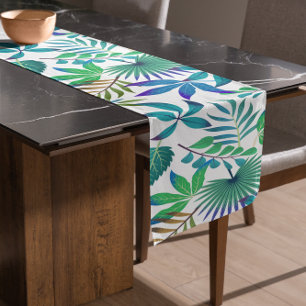 Tropical leaves pattern short table runner