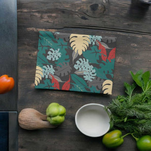 Tropical Leaves Pattern Tea Towel