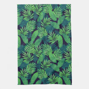 Tropical Leaves Pattern Tea Towel