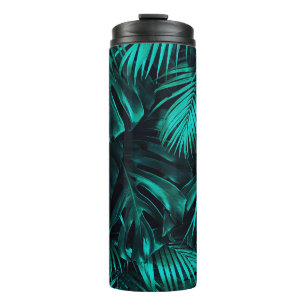 Tropical leaves pattern thermal tumbler