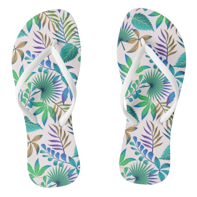 Tropical leaves pattern thongs (Footbed)