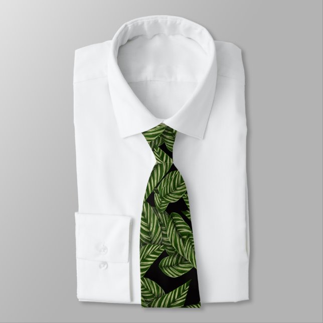 Tropical Leaves Pattern Tie (Tied)