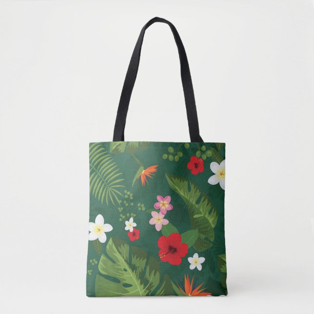 Tropical Leaves Pattern Tote Bag (Front)