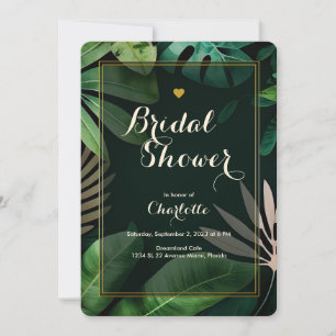 Tropical Leaves Pattern   Wedding   Bridal Shower  Invitation