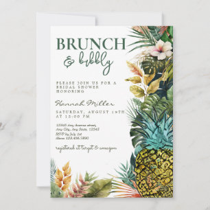 Tropical Leaves   Pineapple   Bridal Shower Brunch Invitation