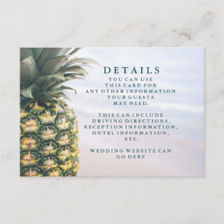 Tropical Leaves Pineapple Hawaiian Wedding Details Enclosure Card