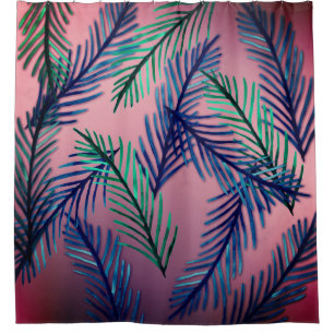 Tropical leaves Pink  Shower Curtain