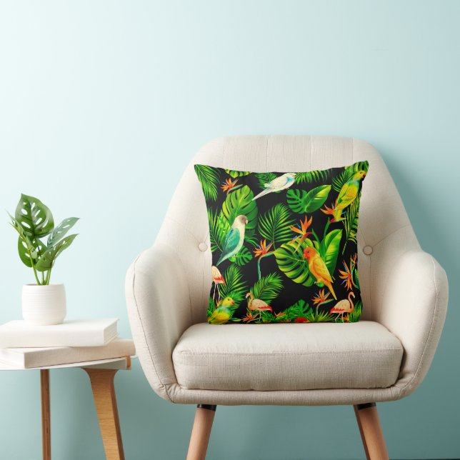 Tropical leaves rainforest  cushion (Chair)