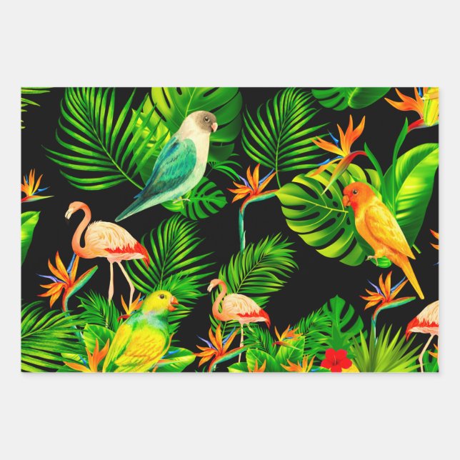 Tropical leaves rainforest  wrapping paper sheet (Front 3)