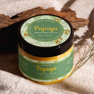 Tropical Leaves Retro Circle Cosmetics Jar Label