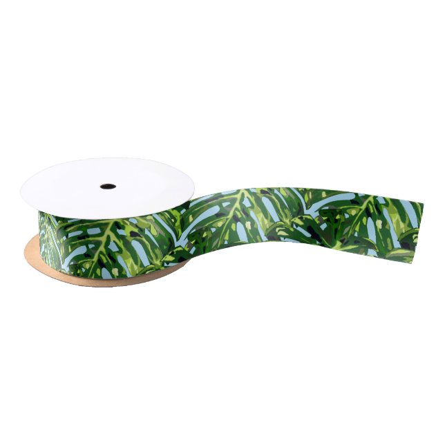Tropical Leaves Ribbon Gift Satin Ribbon (Spool)