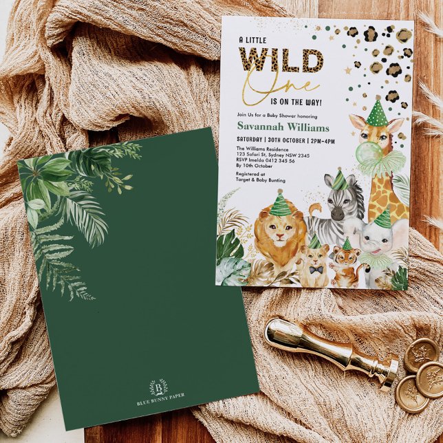 Tropical Leaves Safari Party Animals Baby Shower Invitation (Creator Uploaded)